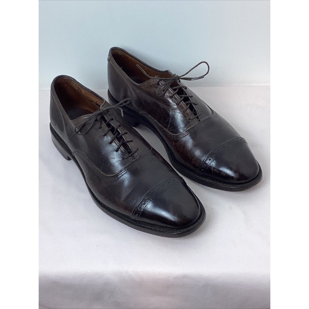 Allen Edmonds Fifth Avenue Mens Cap Toe Oxford Dress Shoes 9.5 D Brown Leather